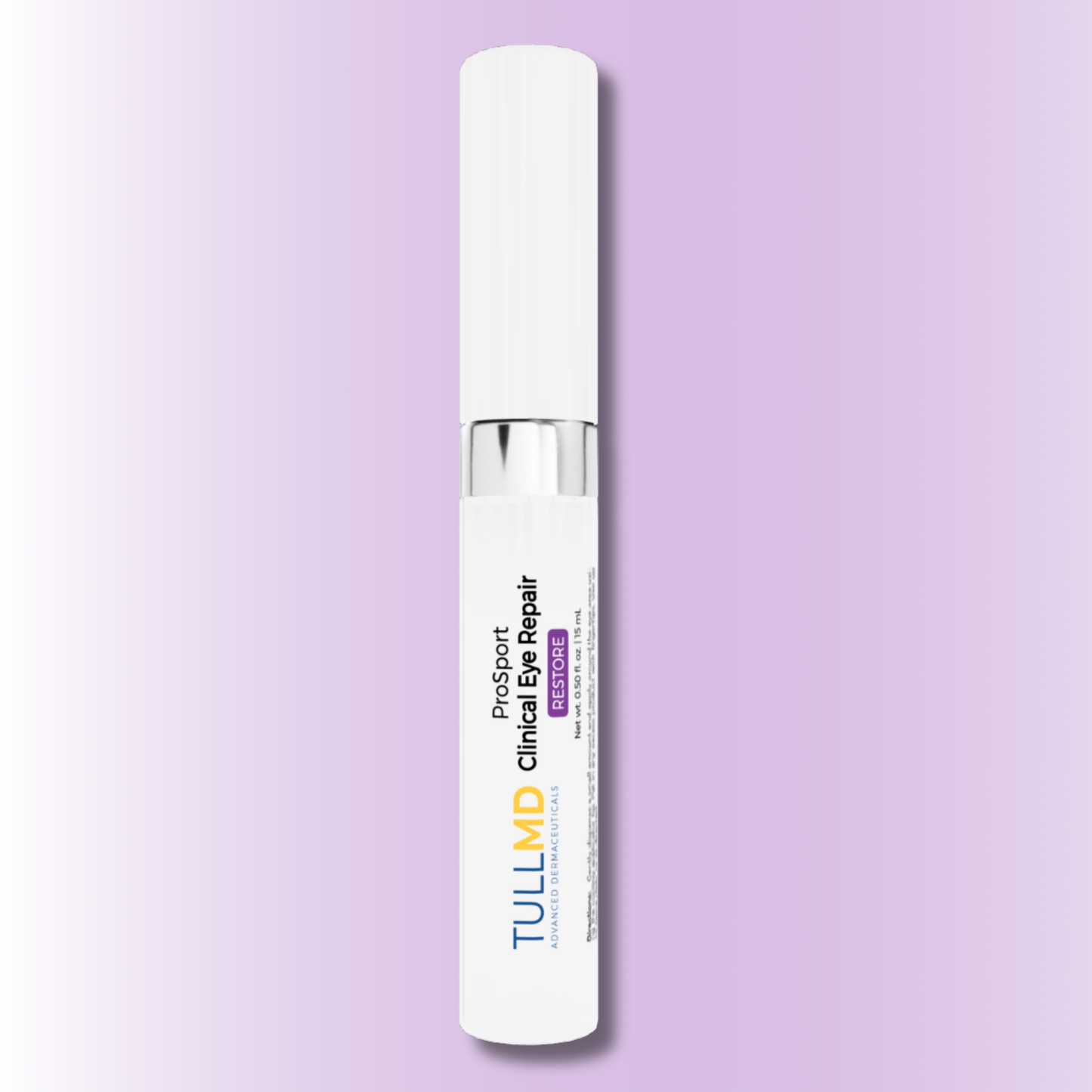 TULL MD Clinical Eye Repair serum bottle on a light purple background