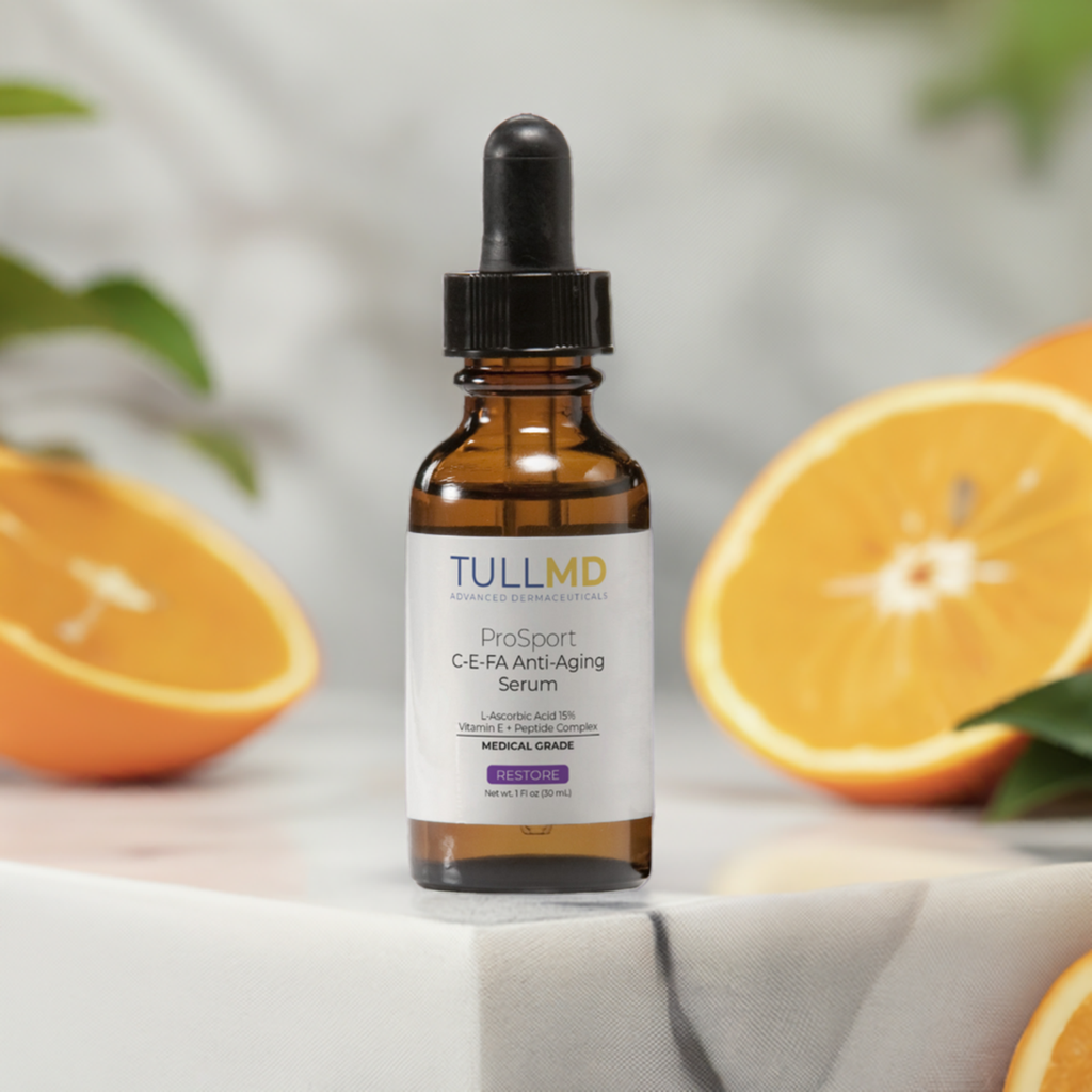 ProSport C-E-FA Anti-Aging Serum contains Vitamin C, Vitamin E, and Ferulic Acid in the same concentration as well-known brands but is on a cleaner base. It's less likely to cause irritation and it's less expensive than national brands.