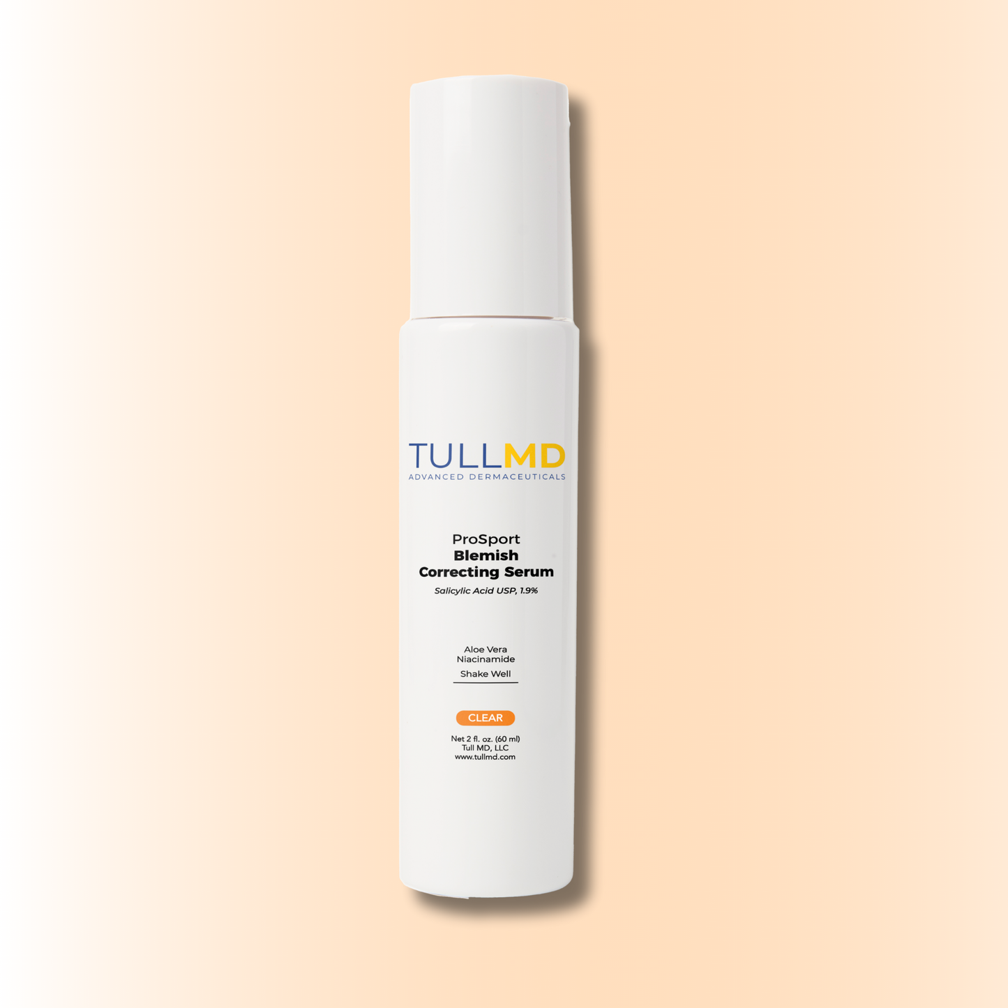 TULL MD ProSport Blemish Correcting Serum bottle on a beige background