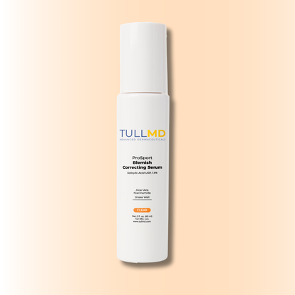 TULL MD ProSport Blemish Correcting Serum bottle on a beige background
