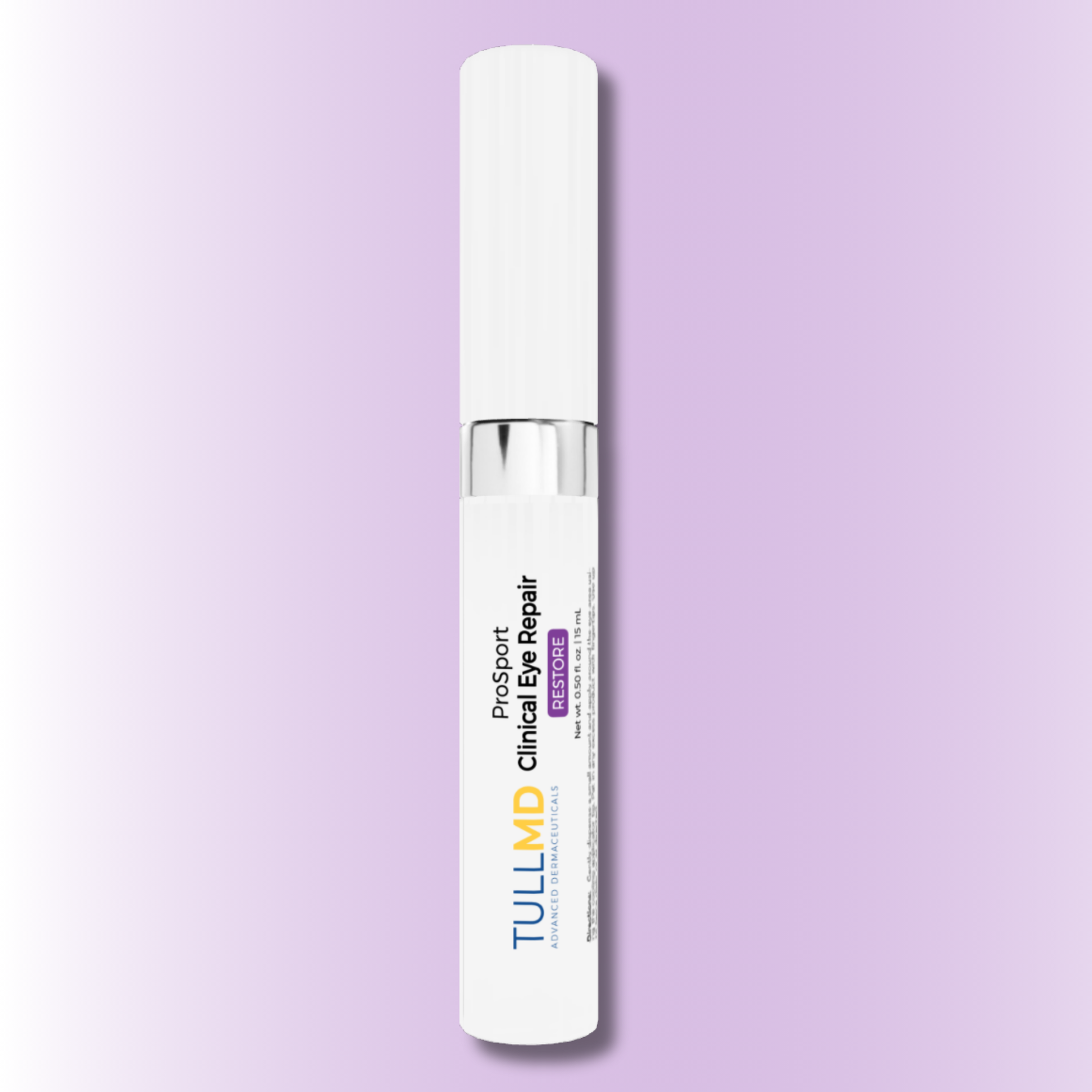 TULL MD Clinical Eye Repair serum bottle on a light purple background