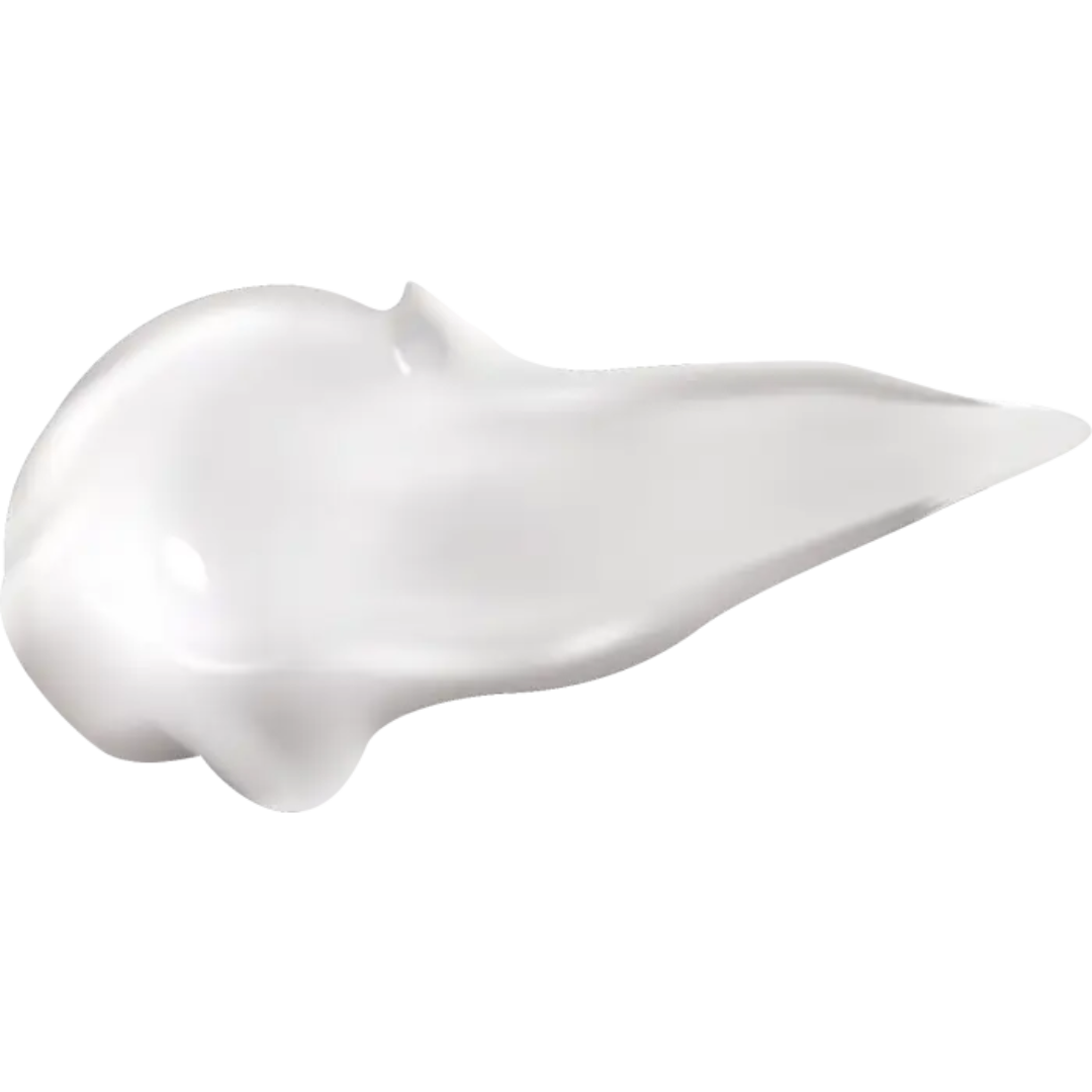 White cream or gel swatch on a white background