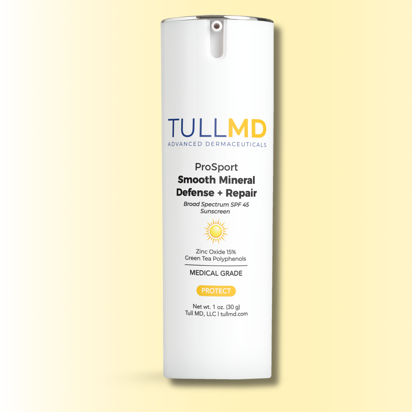 Tull MD ProSport Smooth Mineral Defense + Repair product on a light yellow background