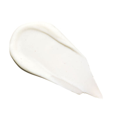 White cream swatch on a white background