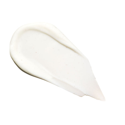 White cream swatch on a white background