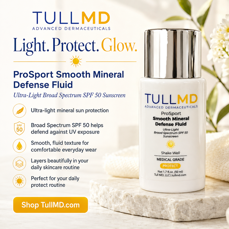 TULL MD ProSport Smooth Mineral Defense Fluid bottle with product details on a light background