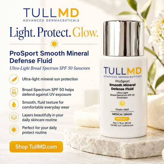 TULL MD ProSport Smooth Mineral Defense Fluid bottle with product details on a light background